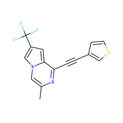 Cc1cn2cc(C(F)(F)F)cc2c(C#Cc2ccsc2)n1 ZINC000029125574