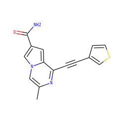 Cc1cn2cc(C(N)=O)cc2c(C#Cc2ccsc2)n1 ZINC000029125237