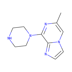Cc1cn2ccnc2c(N2CCNCC2)n1 ZINC000011422382
