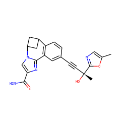 Cc1cnc([C@](C)(O)C#Cc2ccc3c(c2)-c2nc(C(N)=O)cn2C2CC3C2)o1 ZINC000219422492