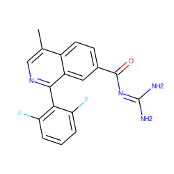 Cc1cnc(-c2c(F)cccc2F)c2cc(C(=O)N=C(N)N)ccc12 ZINC000168040793