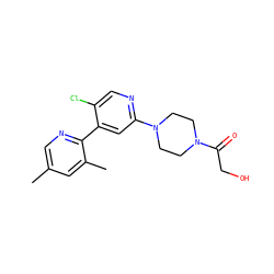 Cc1cnc(-c2cc(N3CCN(C(=O)CO)CC3)ncc2Cl)c(C)c1 ZINC000142173591