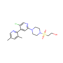 Cc1cnc(-c2cc(N3CCN(S(=O)(=O)CCO)CC3)ncc2Cl)c(C)c1 ZINC000146822316