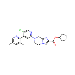 Cc1cnc(-c2cc(N3CCn4cc(C(=O)OC5CCCC5)nc4C3)ncc2Cl)c(C)c1 ZINC000169342759