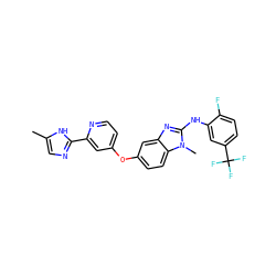 Cc1cnc(-c2cc(Oc3ccc4c(c3)nc(Nc3cc(C(F)(F)F)ccc3F)n4C)ccn2)[nH]1 ZINC000034984169