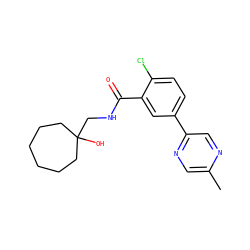 Cc1cnc(-c2ccc(Cl)c(C(=O)NCC3(O)CCCCCC3)c2)cn1 ZINC000049071897