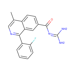 Cc1cnc(-c2ccccc2F)c2cc(C(=O)N=C(N)N)ccc12 ZINC000167988592
