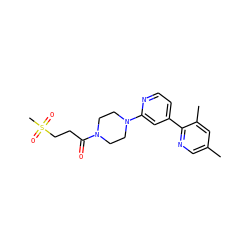 Cc1cnc(-c2ccnc(N3CCN(C(=O)CCS(C)(=O)=O)CC3)c2)c(C)c1 ZINC000145100345
