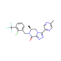 Cc1cnc(-c2nnc3n2C[C@H](C)N(Cc2cccc(C(F)(F)F)c2Cl)C3=O)cn1 ZINC000219160944
