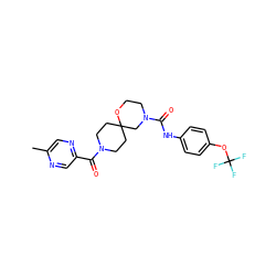 Cc1cnc(C(=O)N2CCC3(CC2)CN(C(=O)Nc2ccc(OC(F)(F)F)cc2)CCO3)cn1 ZINC000103230968