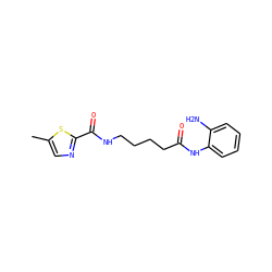 Cc1cnc(C(=O)NCCCCC(=O)Nc2ccccc2N)s1 ZINC000117588575