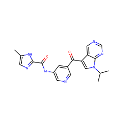 Cc1cnc(C(=O)Nc2cncc(C(=O)c3cn(C(C)C)c4ncncc34)c2)[nH]1 ZINC000221756552