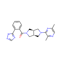Cc1cnc(C)c(N2C[C@H]3CN(C(=O)c4ccccc4-c4ncn[nH]4)C[C@H]3C2)n1 ZINC000116824705