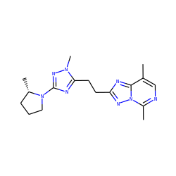 Cc1cnc(C)n2nc(CCc3nc(N4CCC[C@@H]4C)nn3C)nc12 ZINC000210590089