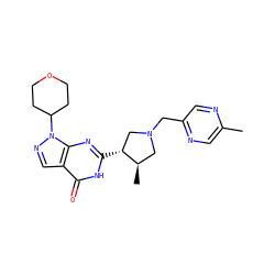 Cc1cnc(CN2C[C@@H](C)[C@H](c3nc4c(cnn4C4CCOCC4)c(=O)[nH]3)C2)cn1 ZINC000095572914
