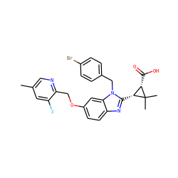 Cc1cnc(COc2ccc3nc([C@@H]4[C@H](C(=O)O)C4(C)C)n(Cc4ccc(Br)cc4)c3c2)c(F)c1 ZINC000226025528