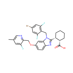Cc1cnc(COc2ccc3nc([C@@H]4CCCC[C@@H]4C(=O)O)n(Cc4c(F)cc(Br)cc4F)c3c2)c(F)c1 ZINC000226016948