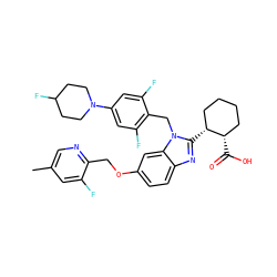 Cc1cnc(COc2ccc3nc([C@@H]4CCCC[C@@H]4C(=O)O)n(Cc4c(F)cc(N5CCC(F)CC5)cc4F)c3c2)c(F)c1 ZINC000226012644