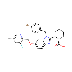 Cc1cnc(COc2ccc3nc([C@@H]4CCCC[C@@H]4C(=O)O)n(Cc4ccc(Br)cc4)c3c2)c(F)c1 ZINC000226012895