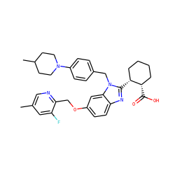 Cc1cnc(COc2ccc3nc([C@@H]4CCCC[C@@H]4C(=O)O)n(Cc4ccc(N5CCC(C)CC5)cc4)c3c2)c(F)c1 ZINC000226033695