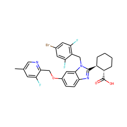 Cc1cnc(COc2ccc3nc([C@H]4CCCC[C@@H]4C(=O)O)n(Cc4c(F)cc(Br)cc4F)c3c2)c(F)c1 ZINC000226016907