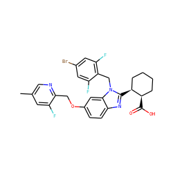 Cc1cnc(COc2ccc3nc([C@H]4CCCC[C@H]4C(=O)O)n(Cc4c(F)cc(Br)cc4F)c3c2)c(F)c1 ZINC000218106978