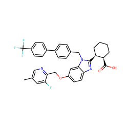 Cc1cnc(COc2ccc3nc([C@H]4CCCC[C@H]4C(=O)O)n(Cc4ccc(-c5ccc(C(F)(F)F)cc5)cc4)c3c2)c(F)c1 ZINC000218151977