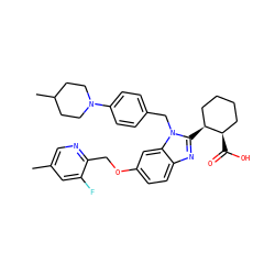 Cc1cnc(COc2ccc3nc([C@H]4CCCC[C@H]4C(=O)O)n(Cc4ccc(N5CCC(C)CC5)cc4)c3c2)c(F)c1 ZINC000226033705