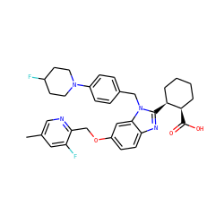 Cc1cnc(COc2ccc3nc([C@H]4CCCC[C@H]4C(=O)O)n(Cc4ccc(N5CCC(F)CC5)cc4)c3c2)c(F)c1 ZINC000226022517