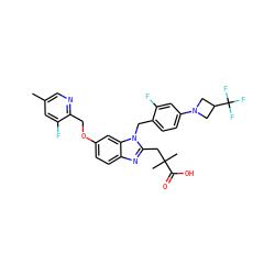 Cc1cnc(COc2ccc3nc(CC(C)(C)C(=O)O)n(Cc4ccc(N5CC(C(F)(F)F)C5)cc4F)c3c2)c(F)c1 ZINC000226016969