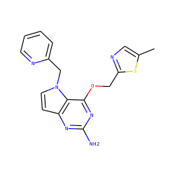 Cc1cnc(COc2nc(N)nc3ccn(Cc4ccccn4)c23)s1 ZINC001772572272