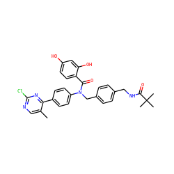 Cc1cnc(Cl)nc1-c1ccc(N(Cc2ccc(CNC(=O)C(C)(C)C)cc2)C(=O)c2ccc(O)cc2O)cc1 ZINC000653747940
