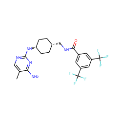 Cc1cnc(N[C@H]2CC[C@@H](CNC(=O)c3cc(C(F)(F)F)cc(C(F)(F)F)c3)CC2)nc1N ZINC000261126384