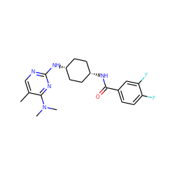 Cc1cnc(N[C@H]2CC[C@@H](NC(=O)c3ccc(F)c(F)c3)CC2)nc1N(C)C ZINC000253679140