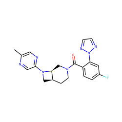 Cc1cnc(N2C[C@@H]3CCN(C(=O)c4ccc(F)cc4-n4nccn4)C[C@@H]32)cn1 ZINC000149745297