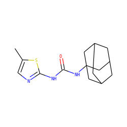 Cc1cnc(NC(=O)NC23CC4CC(CC(C4)C2)C3)s1 ZINC000043465593