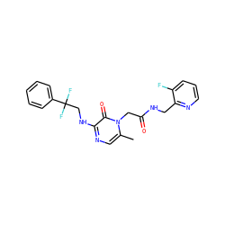 Cc1cnc(NCC(F)(F)c2ccccc2)c(=O)n1CC(=O)NCc1ncccc1F ZINC000013493146