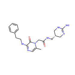 Cc1cnc(NCCc2ccccc2)c(=O)n1CC(=O)NC[C@H]1CN=C(N)NC1 ZINC000000593217