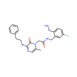 Cc1cnc(NCCc2ccccc2)c(=O)n1CC(=O)NCc1cc(Cl)ccc1CN ZINC000013553593