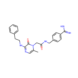 Cc1cnc(NCCc2ccccc2)c(=O)n1CC(=O)NCc1ccc(C(=N)N)cc1 ZINC000013440740