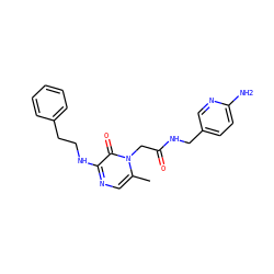 Cc1cnc(NCCc2ccccc2)c(=O)n1CC(=O)NCc1ccc(N)nc1 ZINC000013781854