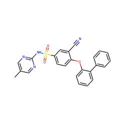 Cc1cnc(NS(=O)(=O)c2ccc(Oc3ccccc3-c3ccccc3)c(C#N)c2)nc1 ZINC000095583807