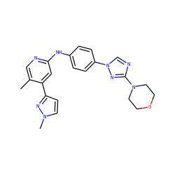 Cc1cnc(Nc2ccc(-n3cnc(N4CCOCC4)n3)cc2)cc1-c1ccn(C)n1 ZINC000071334414
