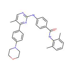 Cc1cnc(Nc2ccc(C(=O)Nc3c(C)cccc3C)cc2)nc1-c1ccc(N2CCOCC2)cc1 ZINC000103243231