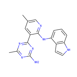 Cc1cnc(Nc2cccc3[nH]ccc23)c(-c2nc(C)nc(N)n2)c1 ZINC000113243162