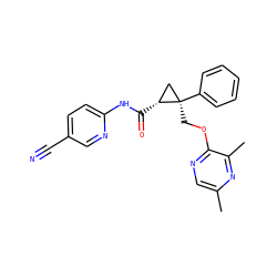 Cc1cnc(OC[C@@]2(c3ccccc3)C[C@H]2C(=O)Nc2ccc(C#N)cn2)c(C)n1 ZINC000204897574