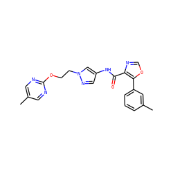 Cc1cnc(OCCn2cc(NC(=O)c3ncoc3-c3cccc(C)c3)cn2)nc1 ZINC001772580832