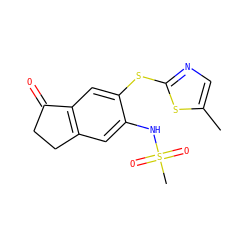 Cc1cnc(Sc2cc3c(cc2NS(C)(=O)=O)CCC3=O)s1 ZINC000029341788