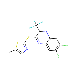 Cc1cnc(Sc2nc3cc(Cl)c(Cl)cc3nc2C(F)(F)F)s1 ZINC000029047918