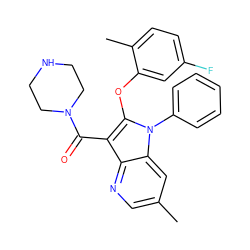 Cc1cnc2c(C(=O)N3CCNCC3)c(Oc3cc(F)ccc3C)n(-c3ccccc3)c2c1 ZINC000072181541